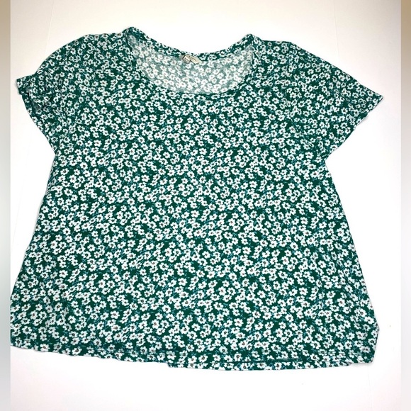 Lucky Brand Lightweight Green Floral Print Scoop Neck T-Shirt Sz XXL - Picture 1 of 5